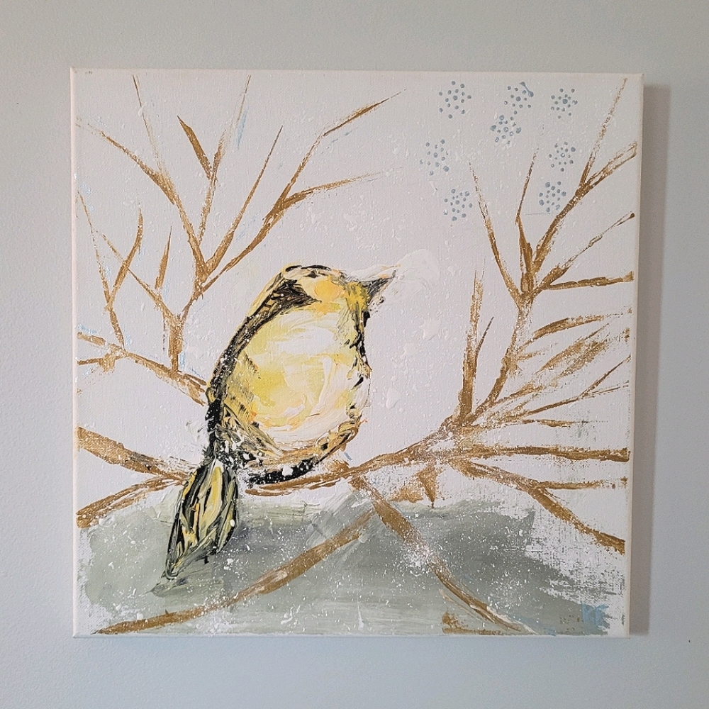 Original Acrylic on Canvas-Yellow Bird & Branches